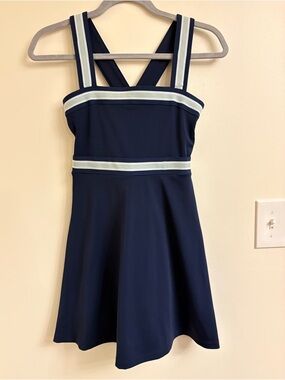 LOU & GREY LOFT Softsculpt Tennis Dress XS Navy Skort Pickleball Athletic active